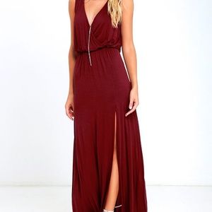 Lulu's Racing Hearts Wine Red Maxi Dress